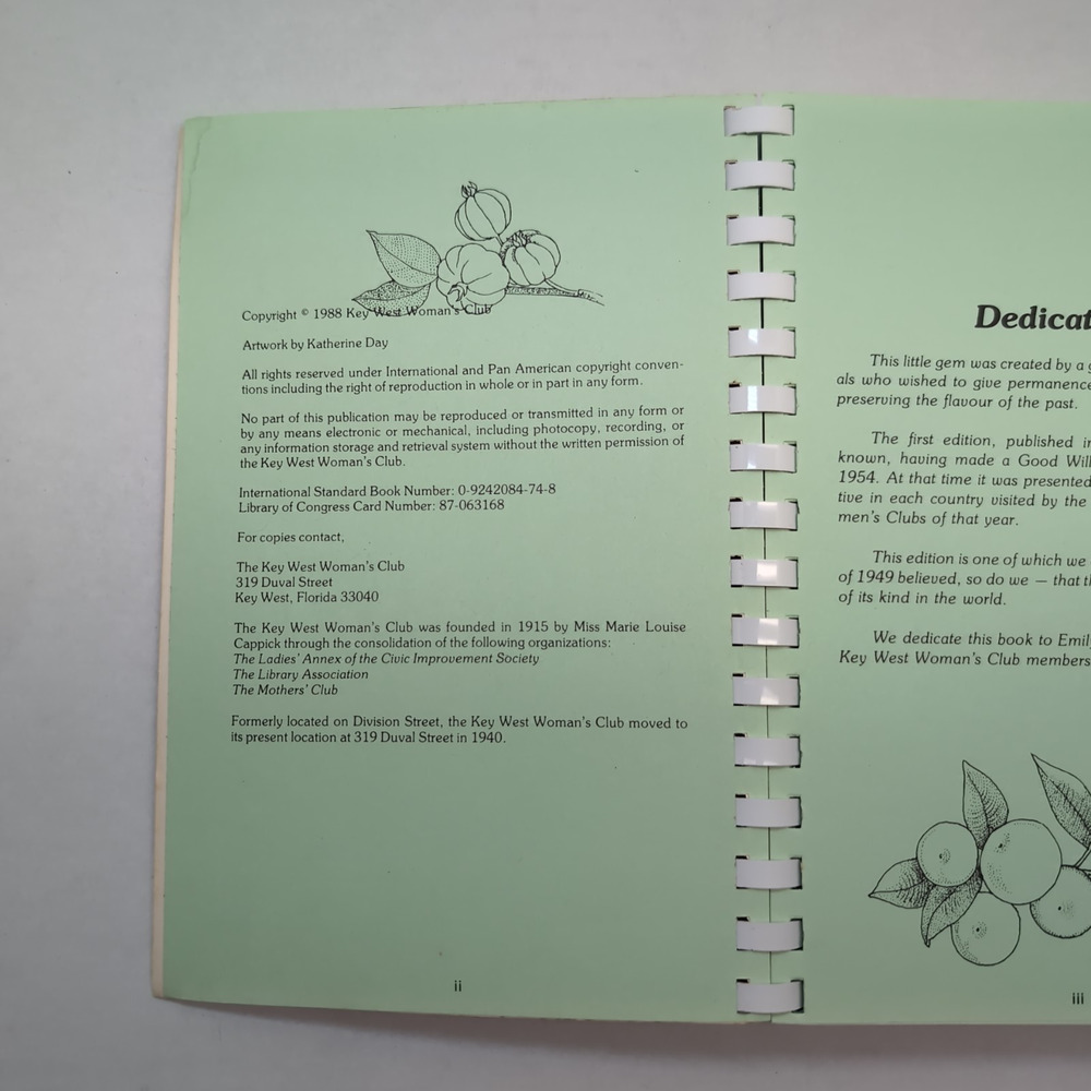 Key West Woman's Club Cookbook Community Florida Keys Spiral Bound 1988 - Picture 3 of 11